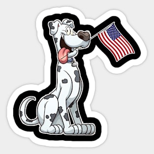 American Flag Great Dane Dog Love Sticker